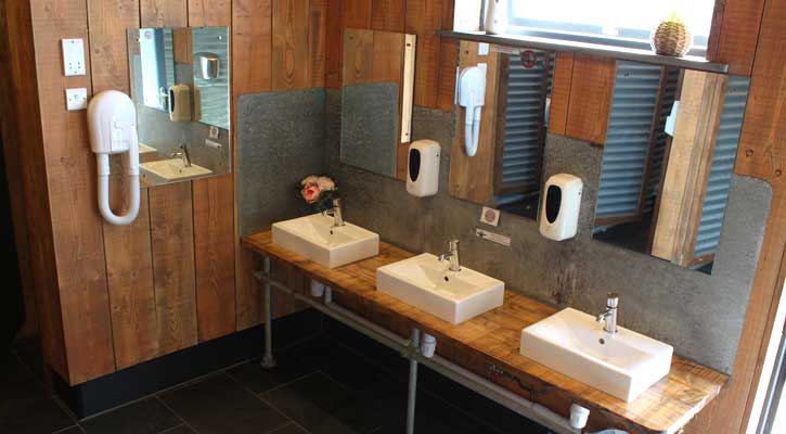 Wash basins in the toilet block
