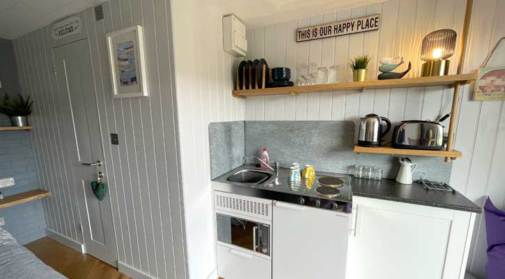 Kitchen area in the cabin