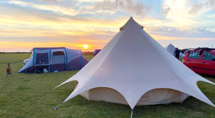 Bell tent at sunset