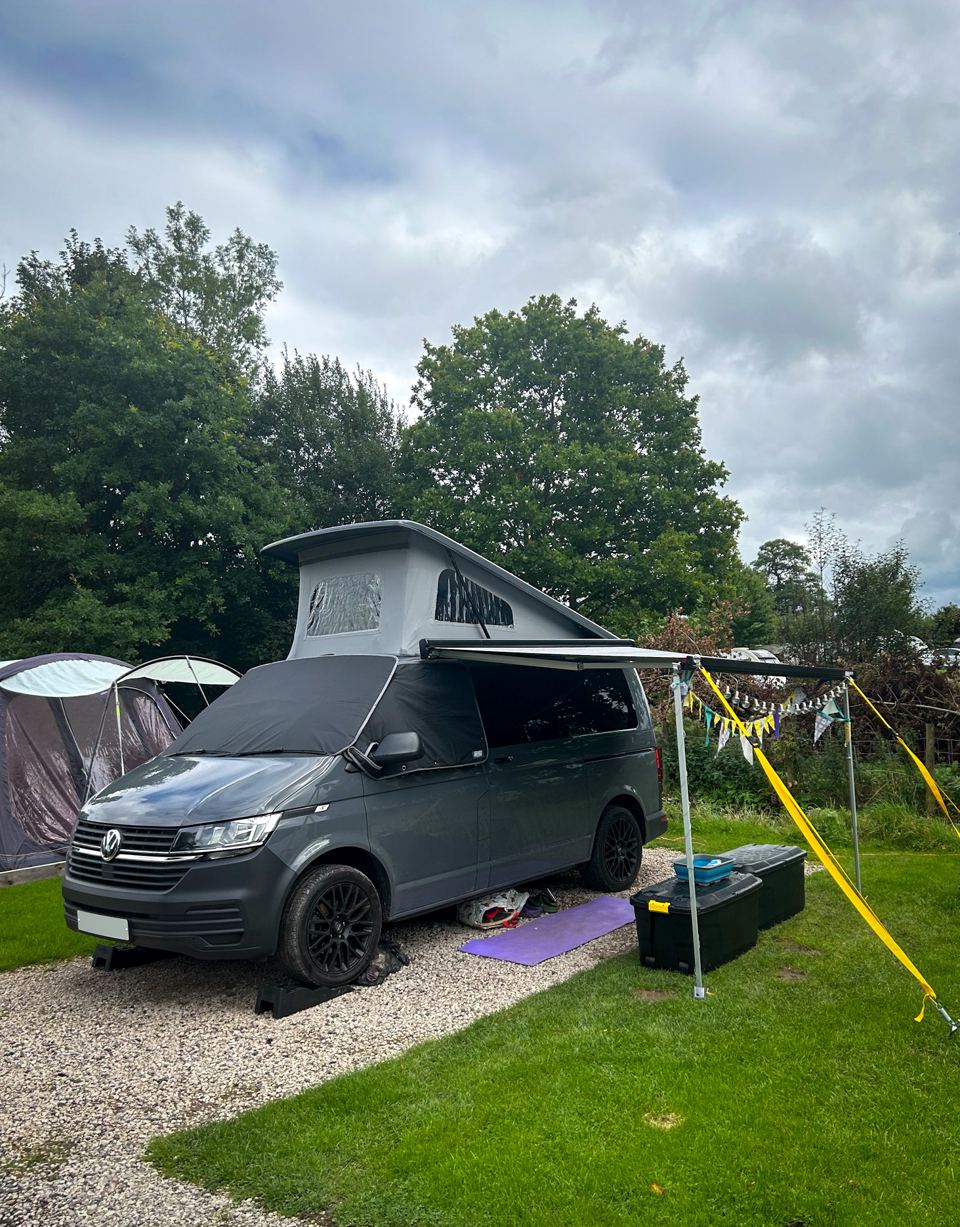 Campervan on a grass pitch