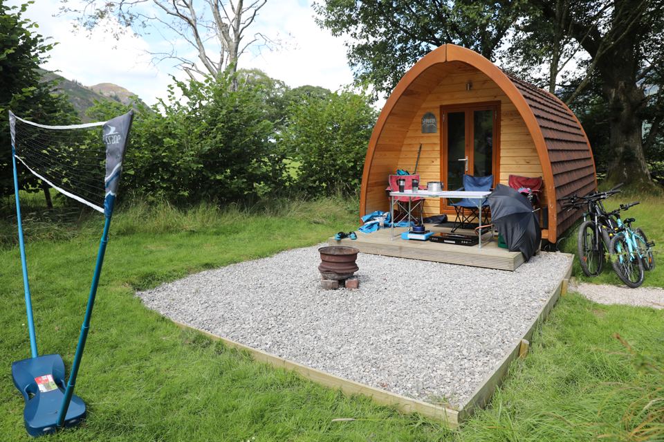 Camping pod on a gravel base