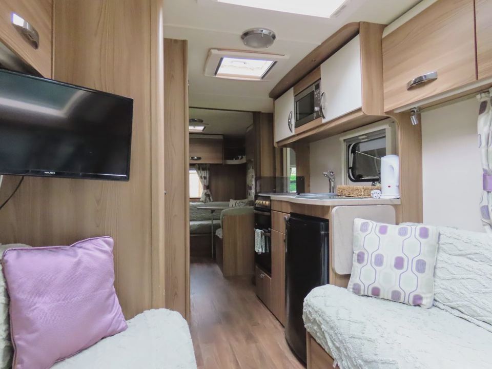 Caravan lounge and kitchen