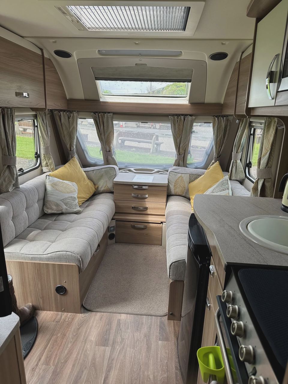 Inside a rental caravan