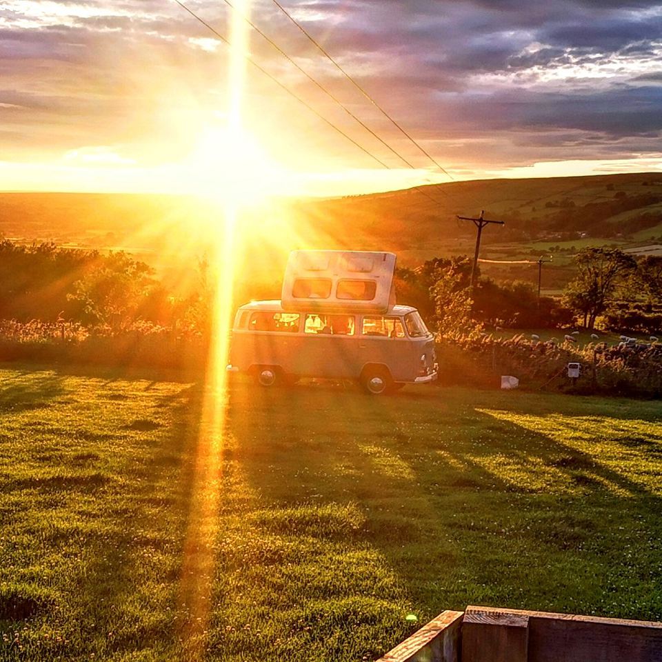 Campervan in low evening sun