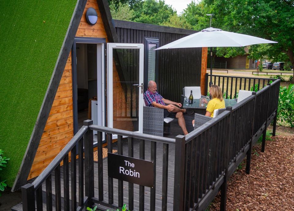 Camping pod with decking