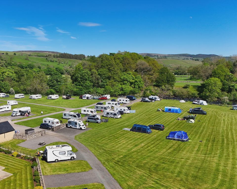 Tents and vans from above