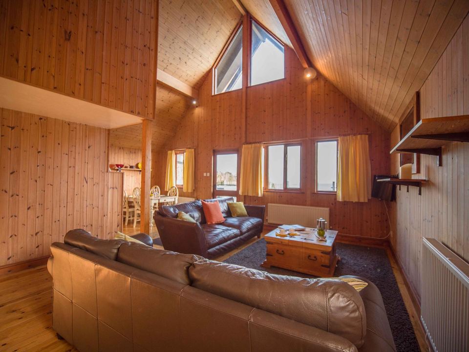 Lounge with wooden ceiling