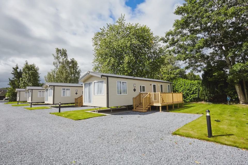 Caravans on a gravel drive