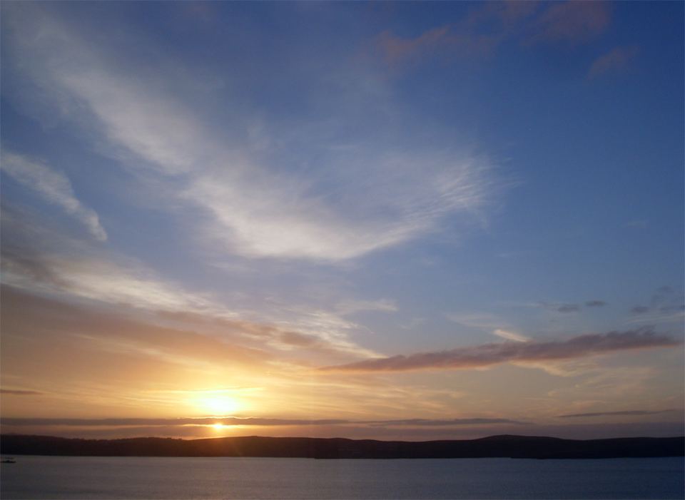 Sunset over the water