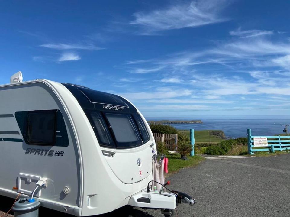 Caravan pitch above the sea