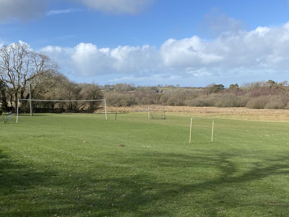Games field with volleyball net