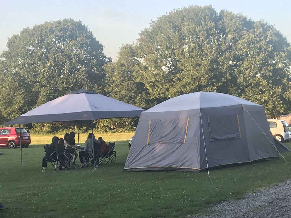 Tents set up on the grass
