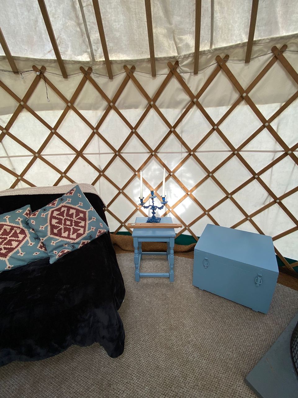 Bed inside the yurt
