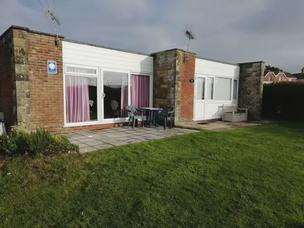 Row of bungalows with patios