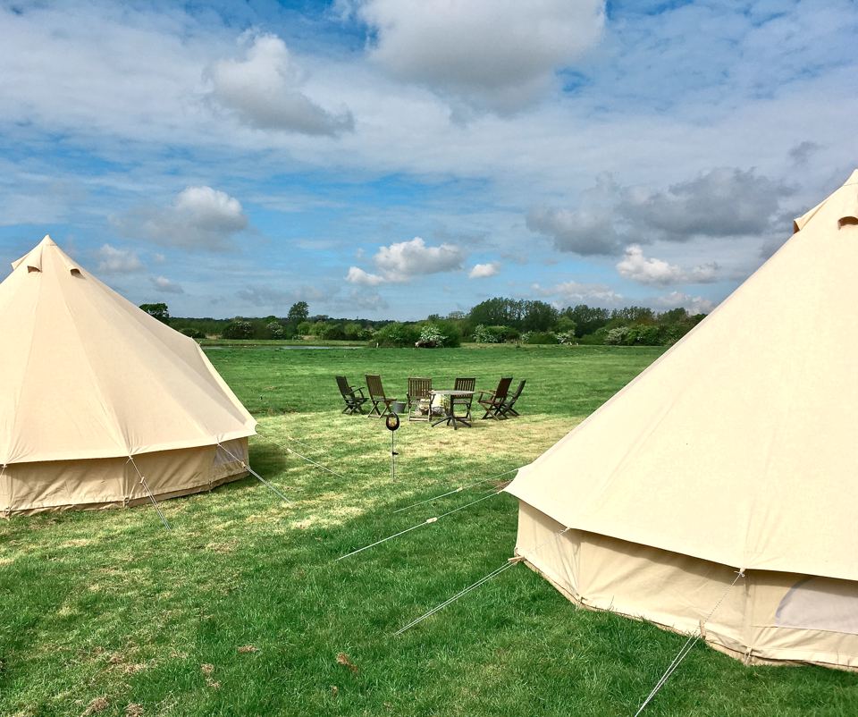 Bell tents on the grass