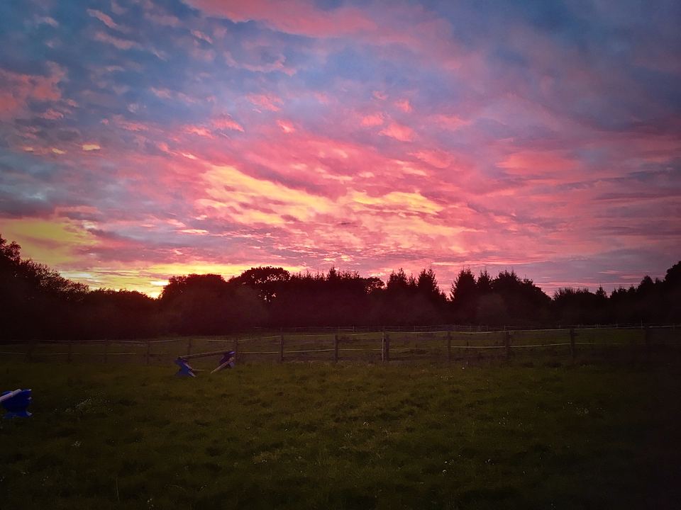 Sunset over the camping field