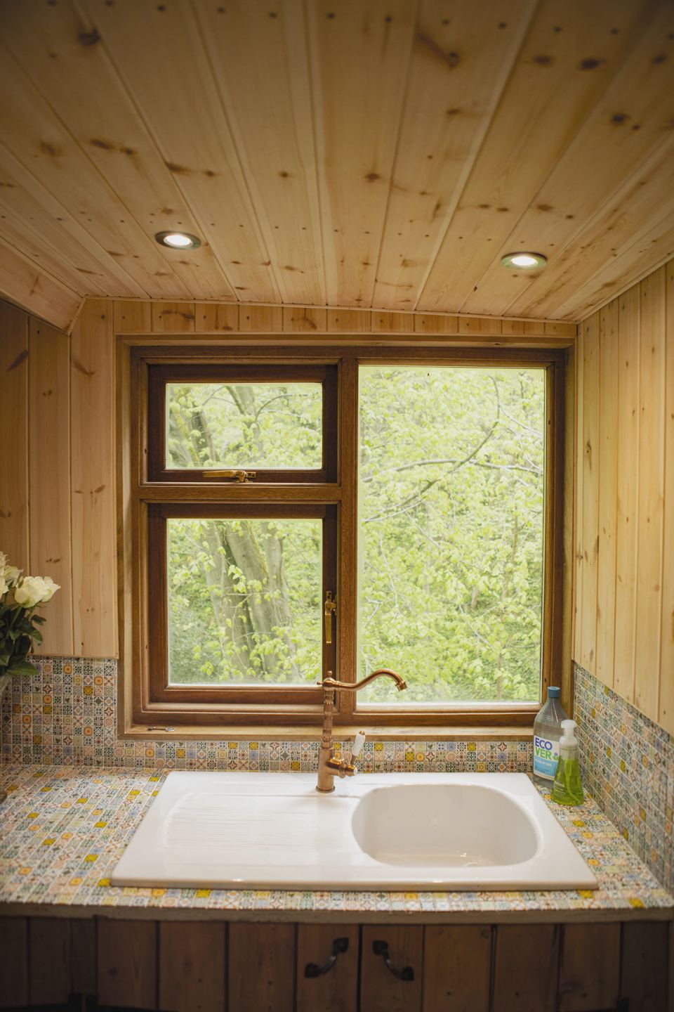 Kitchenette sink by the window
