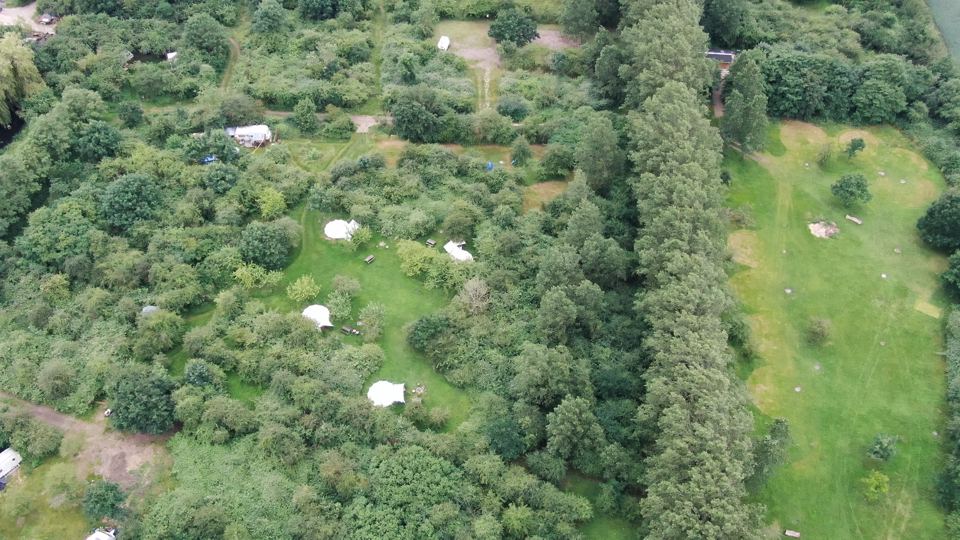 Orchard and meadows from above