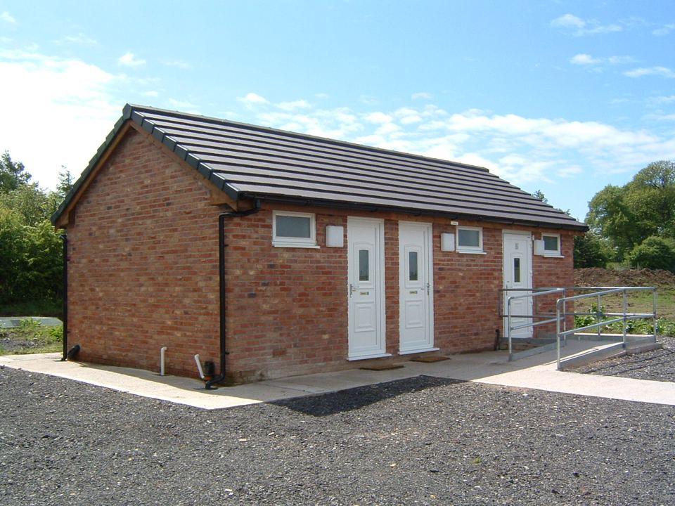 Brick shower and toilet block