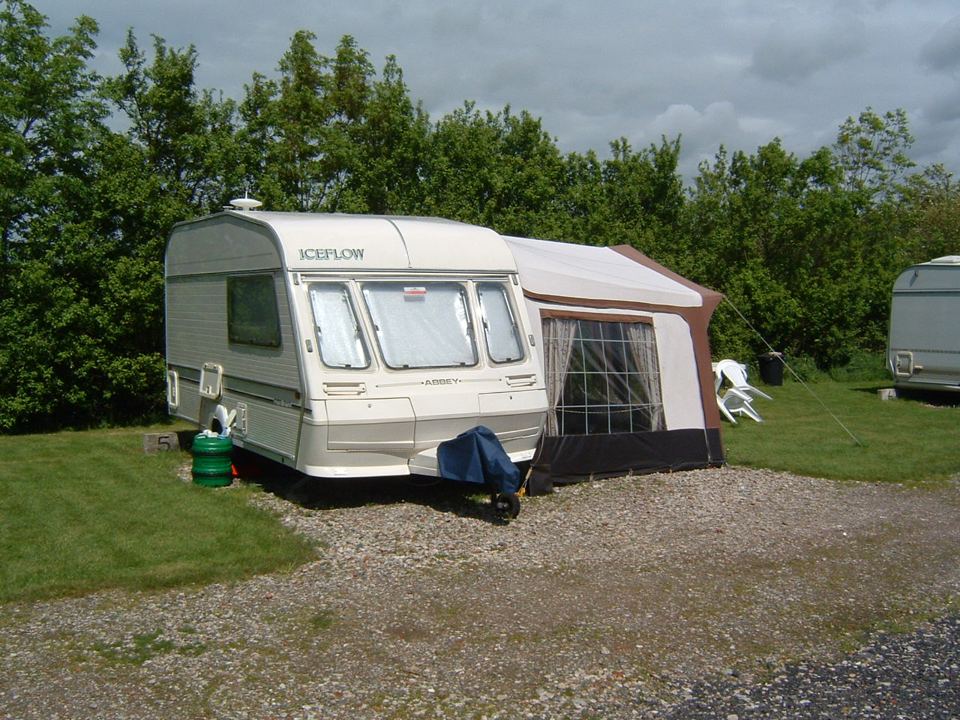 Caravan with awning on a pitch