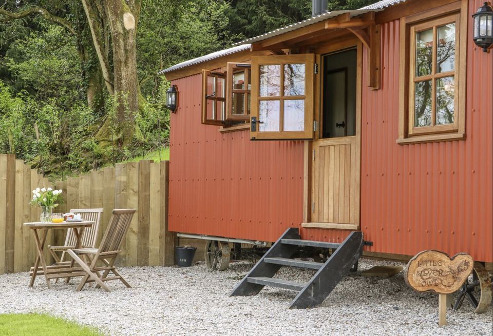 Red shepherd's hut exterior
