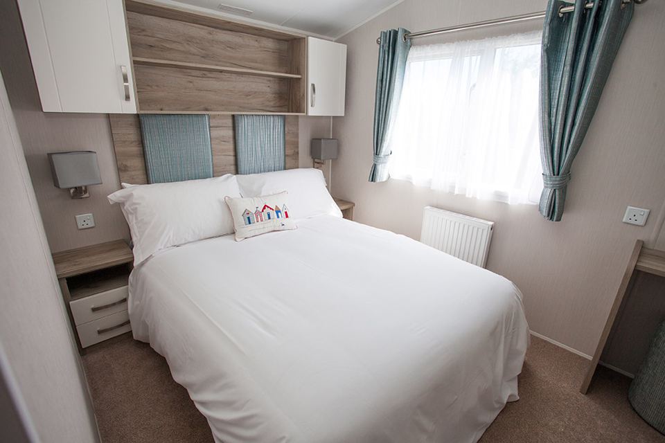 Double bed inside the caravan