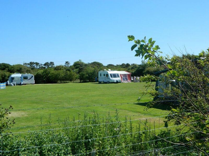 Caravans on the grass pitches
