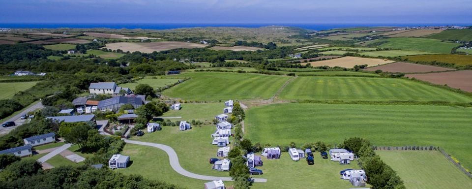 Aerial view of the park and fields