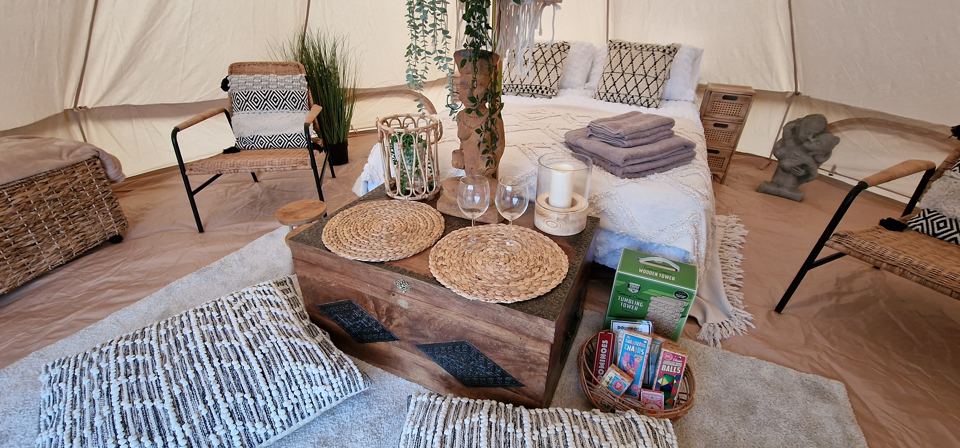 Dressed bell tent interior