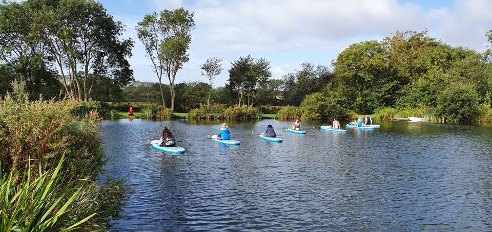 Paddleboarders on the lake