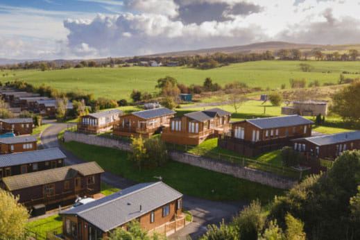 Lodges on the hillside from above