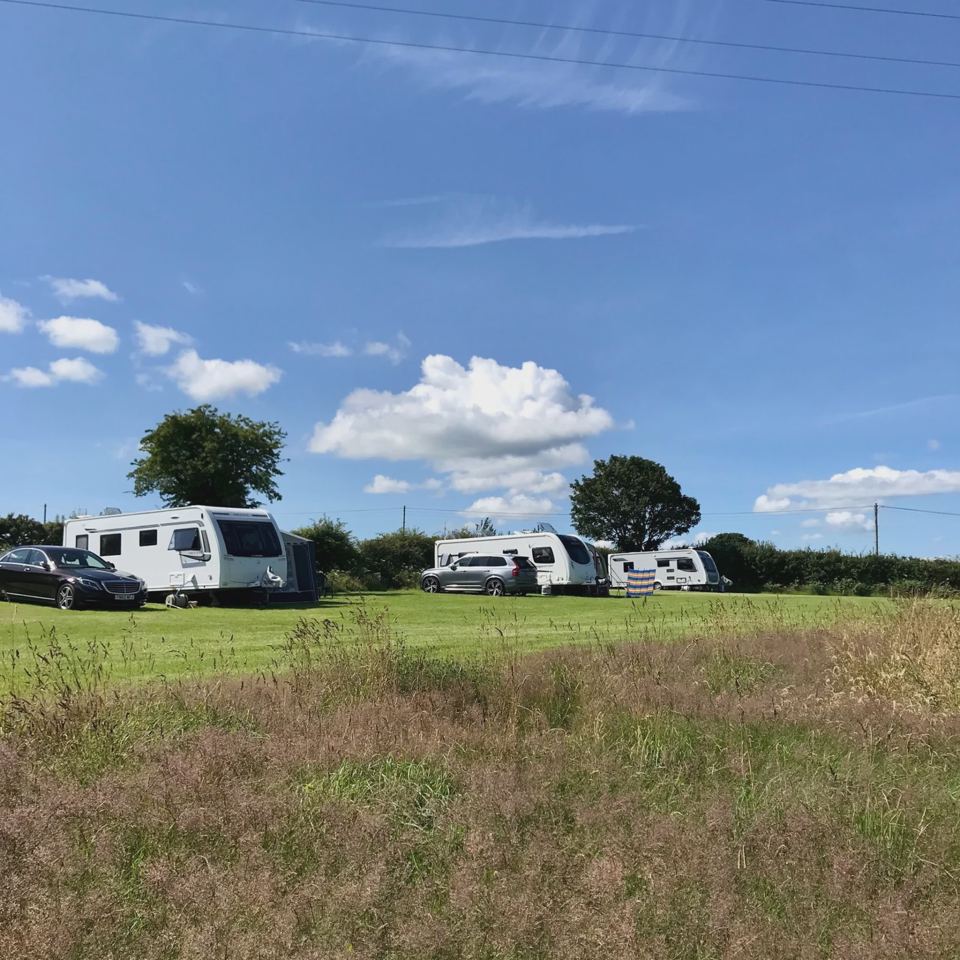 Caravans on the grass field
