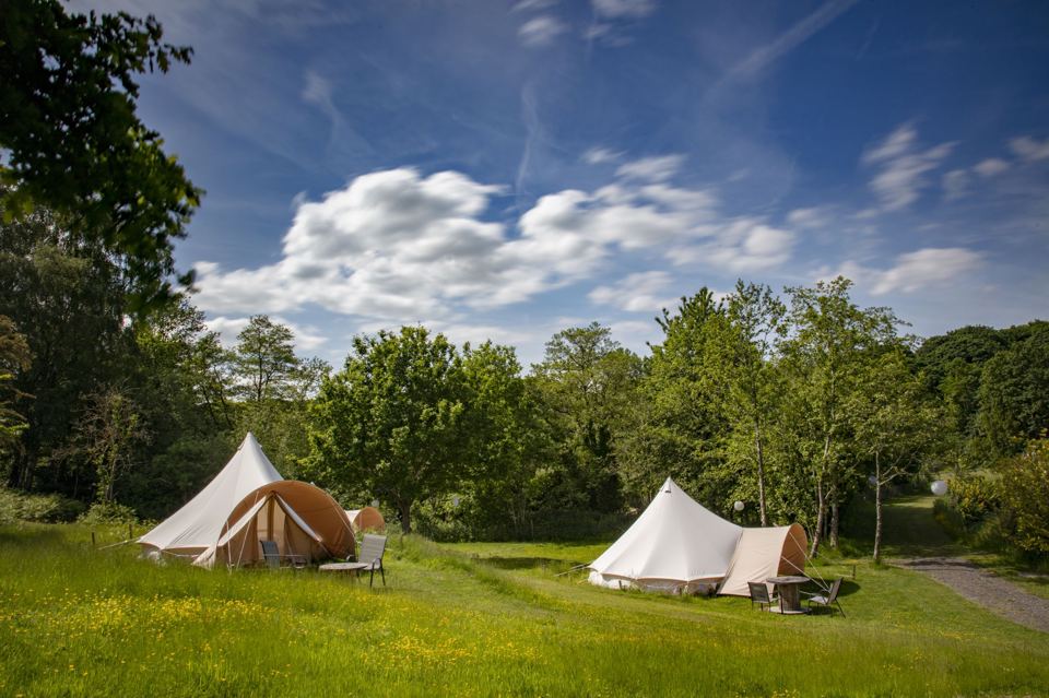 Bell tents on the meadow