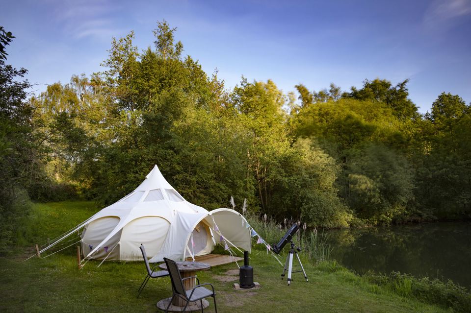 Lotus tent beside the lake