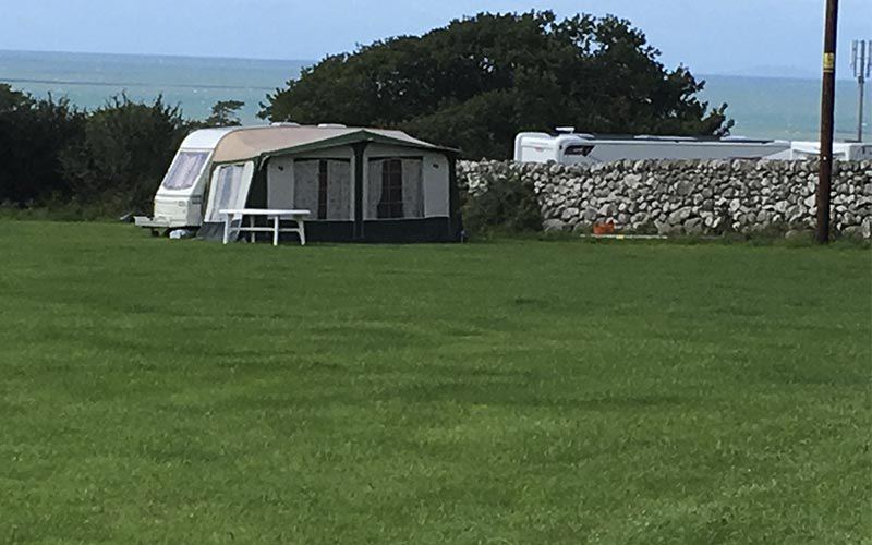 Caravan pitch looking to the sea