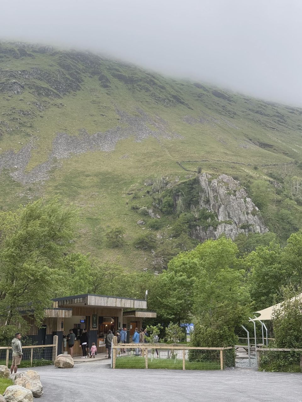 Reception area below the hills