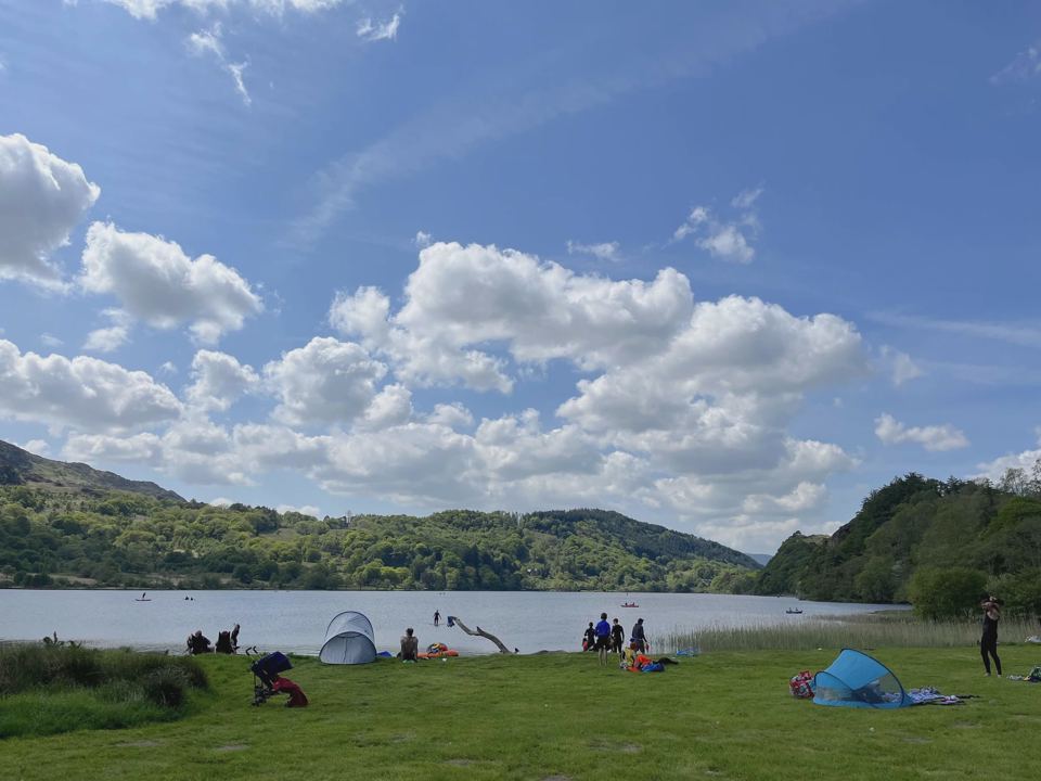Tents on the lakeshore