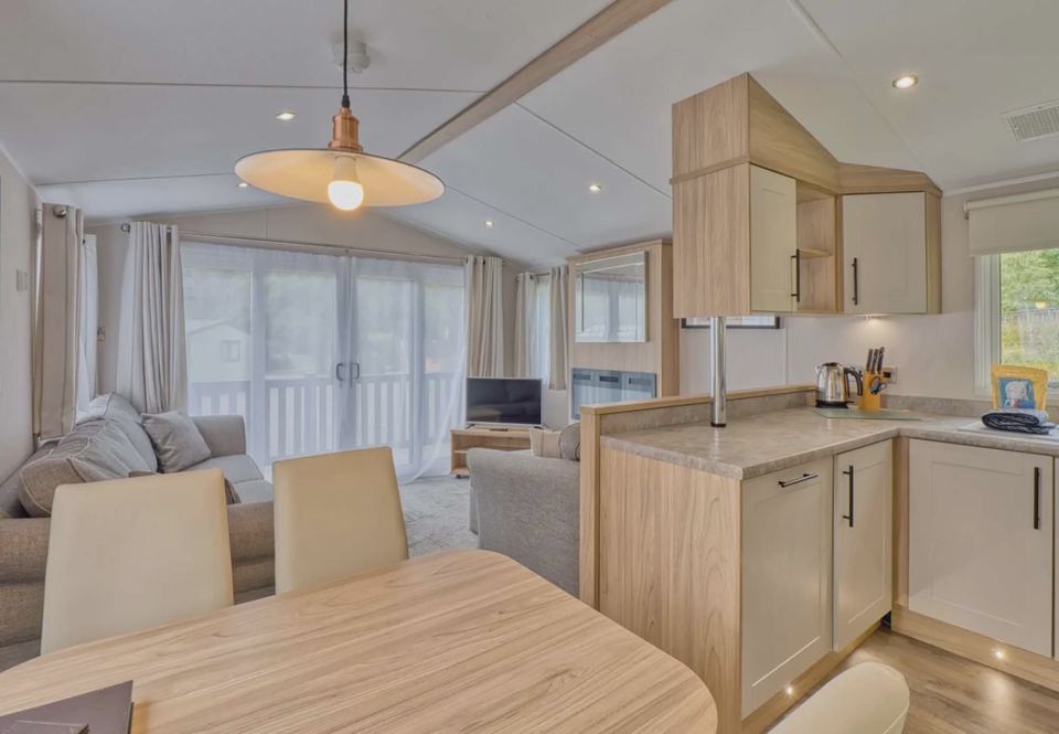 Caravan lounge and kitchen