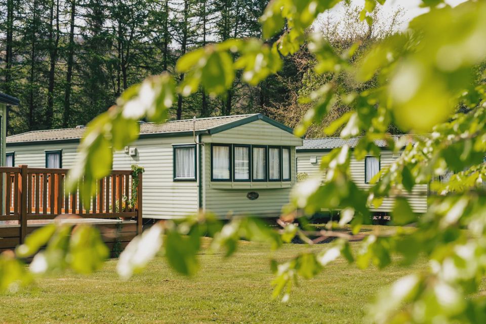 Caravan with decking
