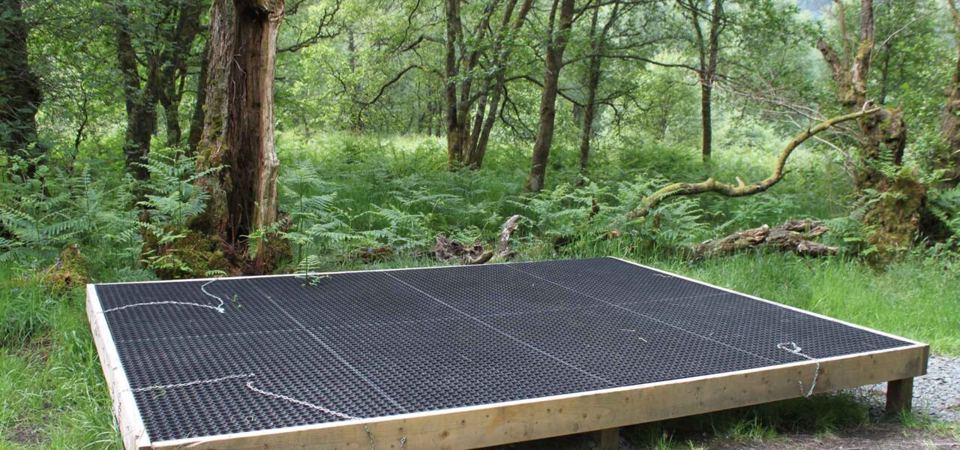 Raised wooden pitch platform