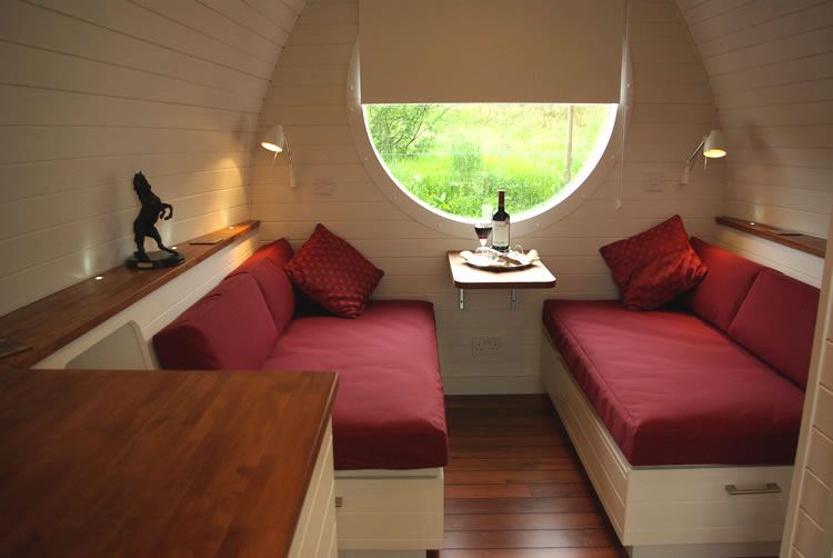 Inside a pod, seating
