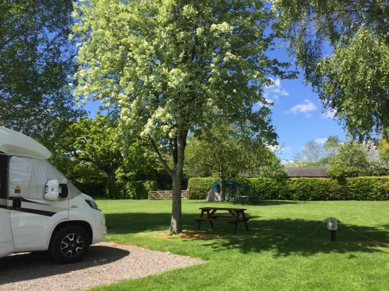 Motorhome pitch on the lawn