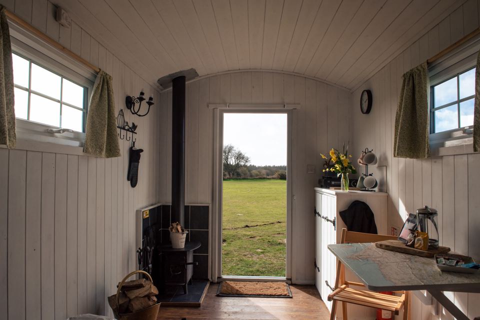 Inside a shepherd hut