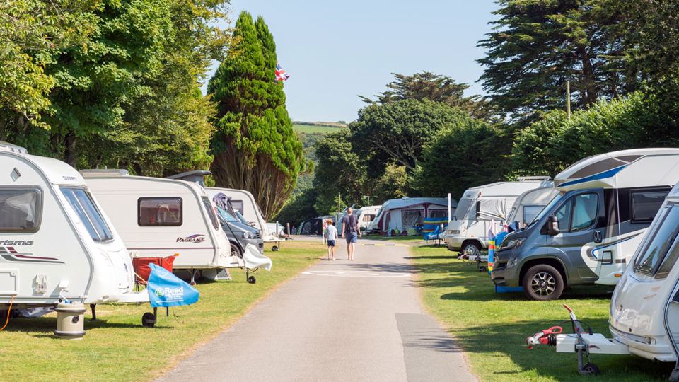 Touring pitches with caravans and motorhomes