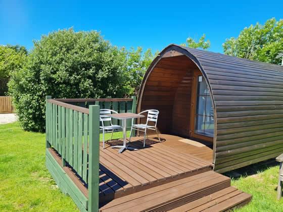 Camping pod with deck