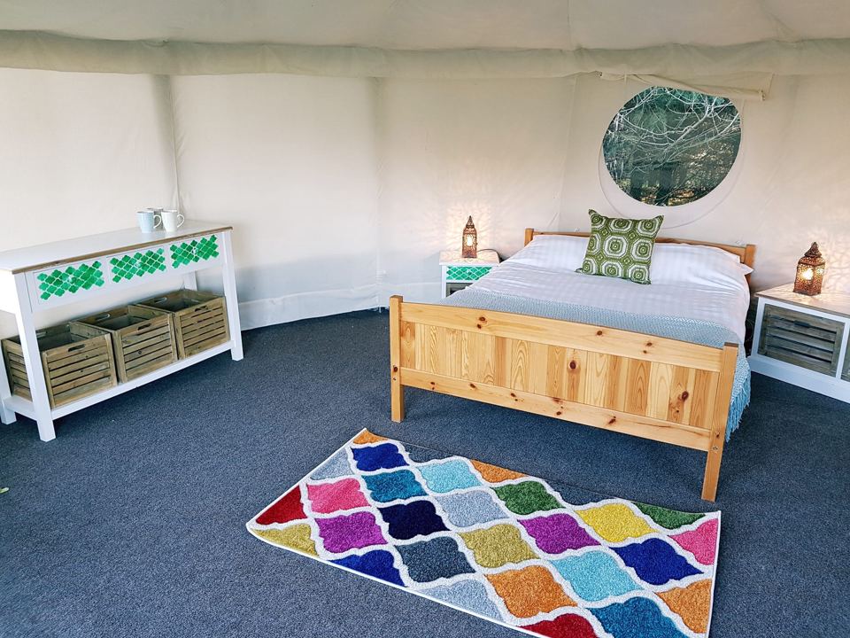 Double bed in a yurt