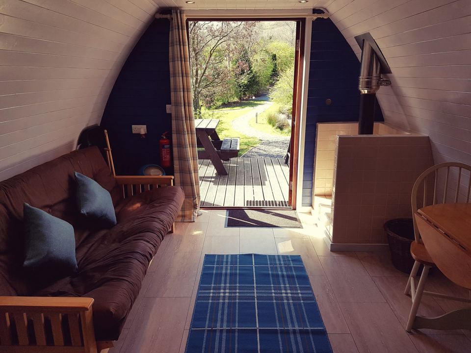 Inside a pod looking to the deck