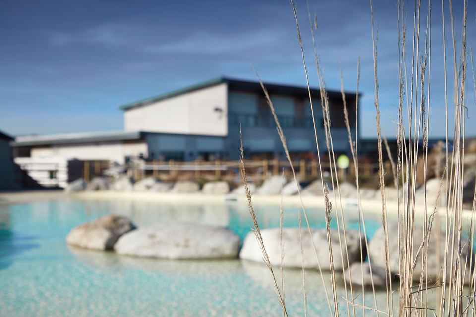 Pool with sandy beach edge