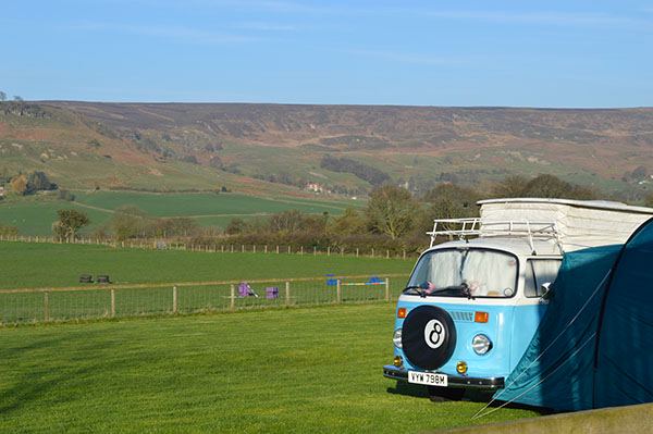 Campervan on the camping field