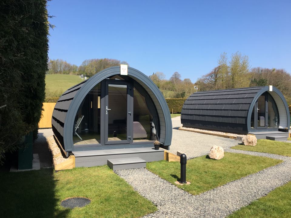 Pods set around the lawn